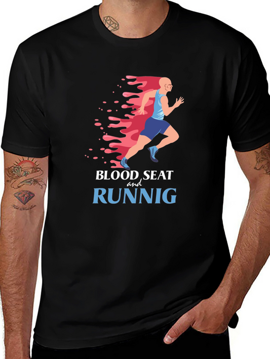 Blood Sweat and Runnig Black Graphic Tee