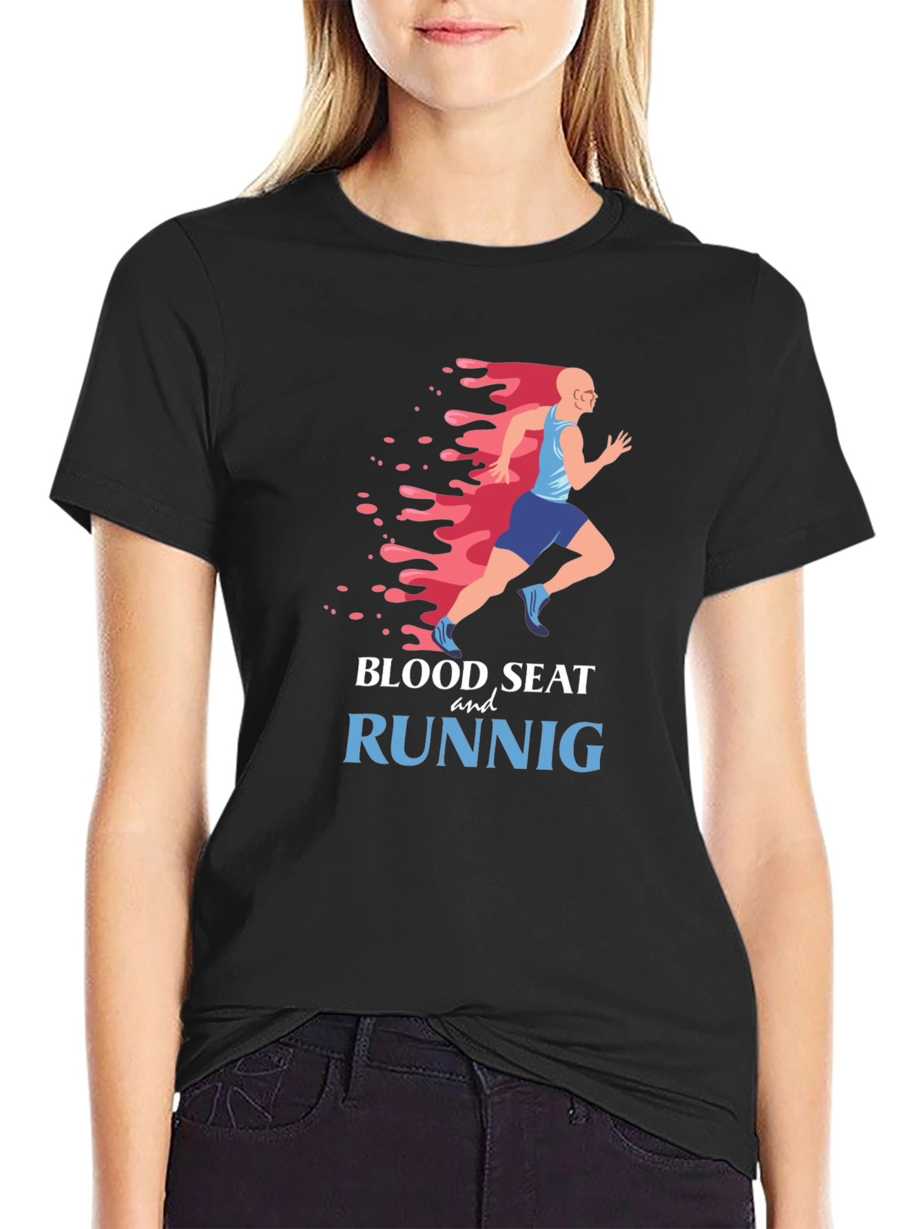 Blood Sweat and Runnig Black Graphic Tee
