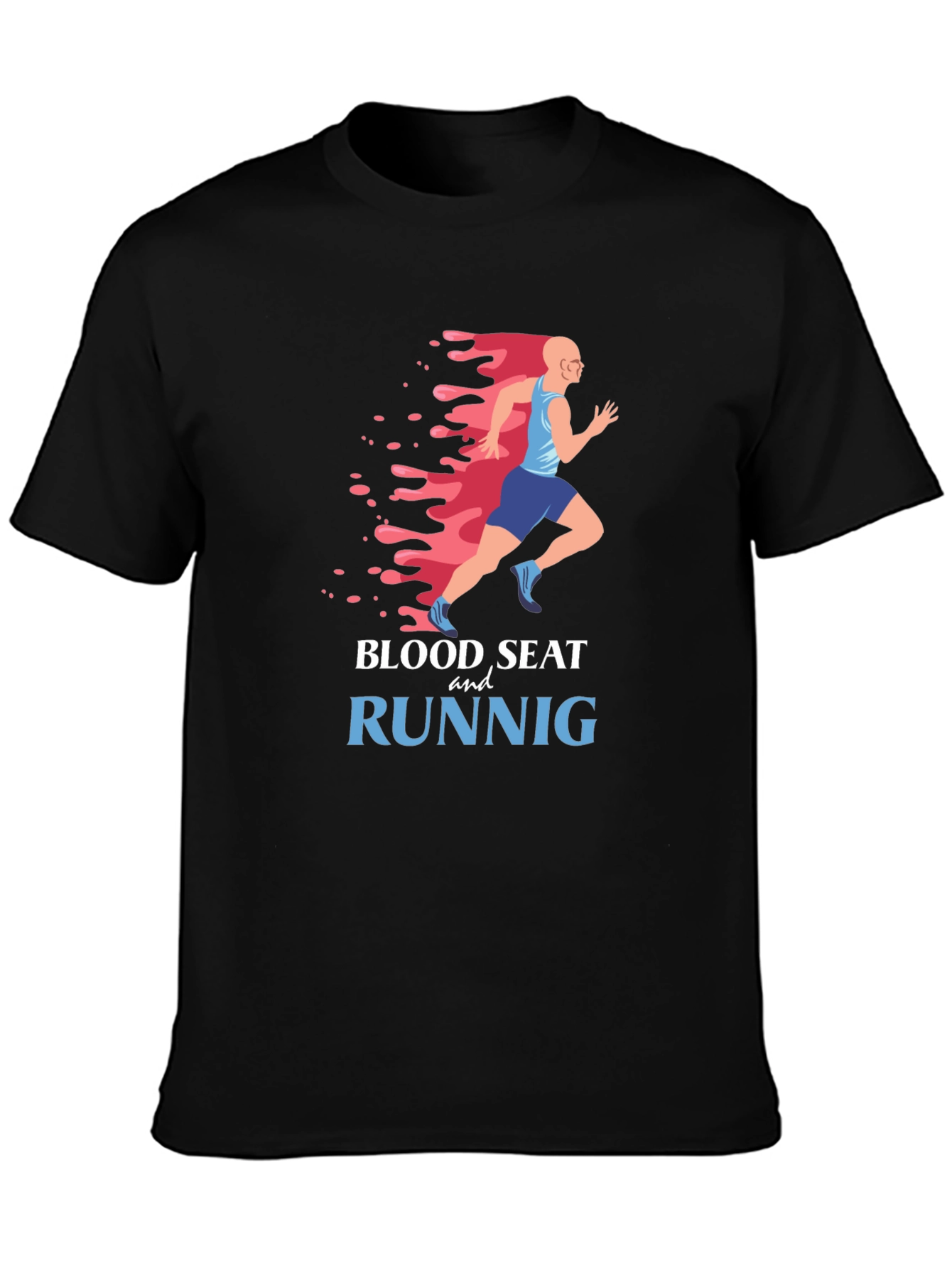 Blood Sweat and Runnig Black Graphic Tee
