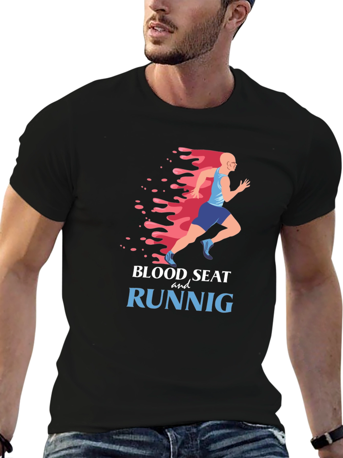 Blood Sweat and Runnig Black Graphic Tee