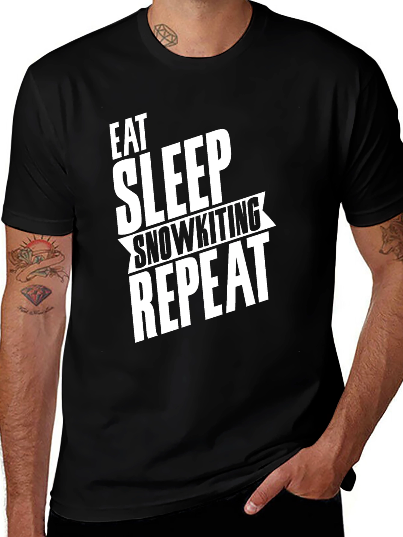 Eat Sleep Snowkiting Repeat T-Shirt Black