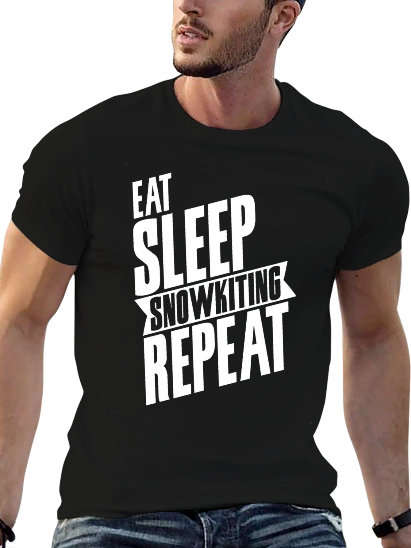 Eat Sleep Snowkiting Repeat T-Shirt Black