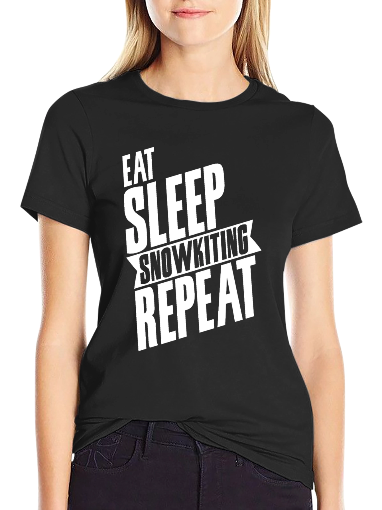 Eat Sleep Snowkiting Repeat T-Shirt Black