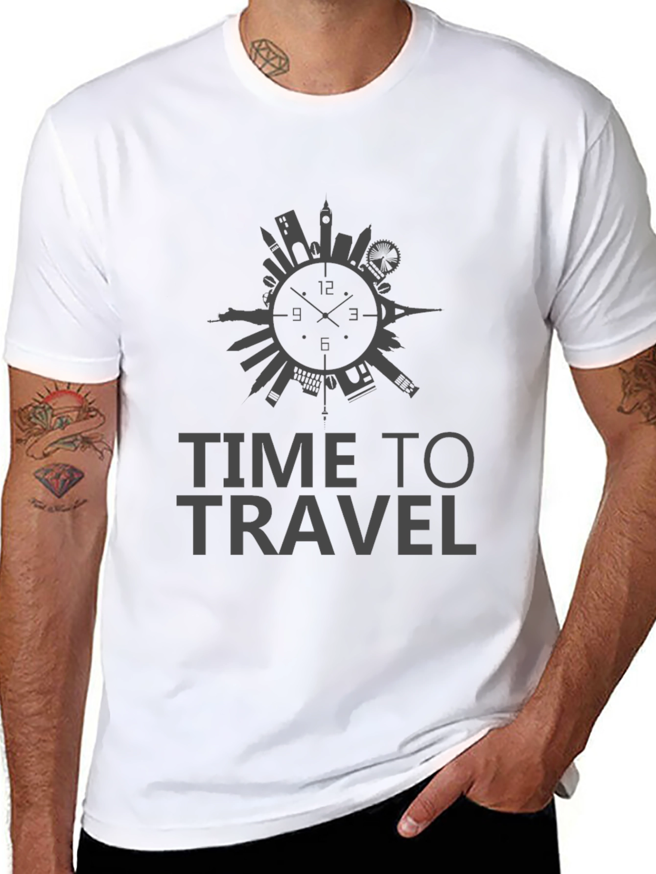 Time To Travel Black Graphic Tee