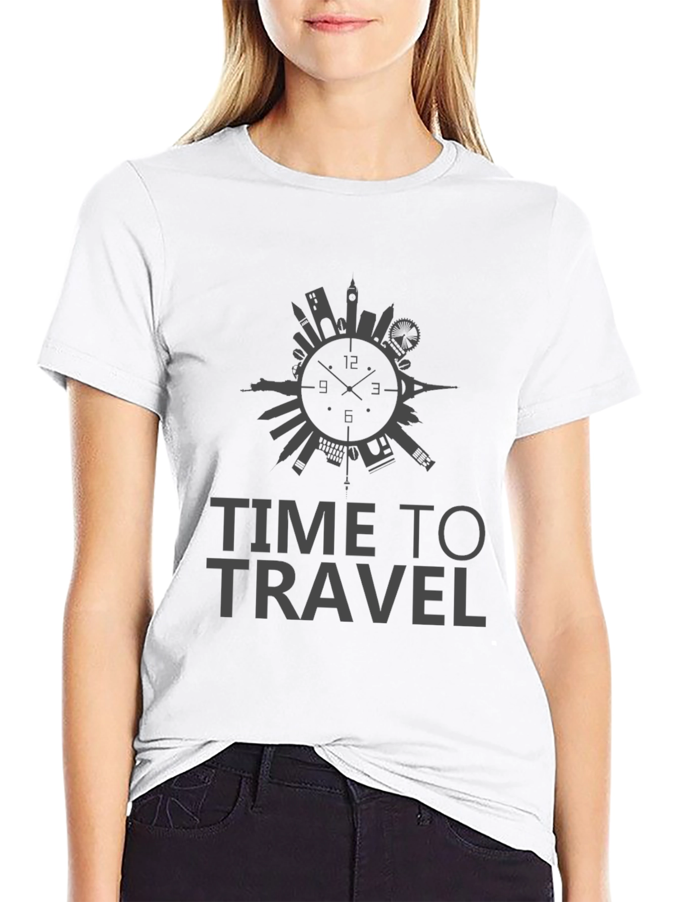 Time To Travel Black Graphic Tee