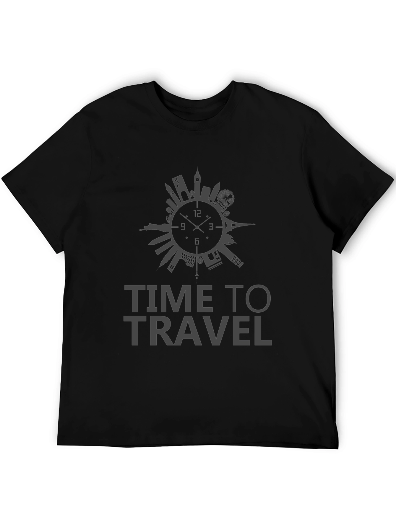 Time To Travel Black Graphic Tee