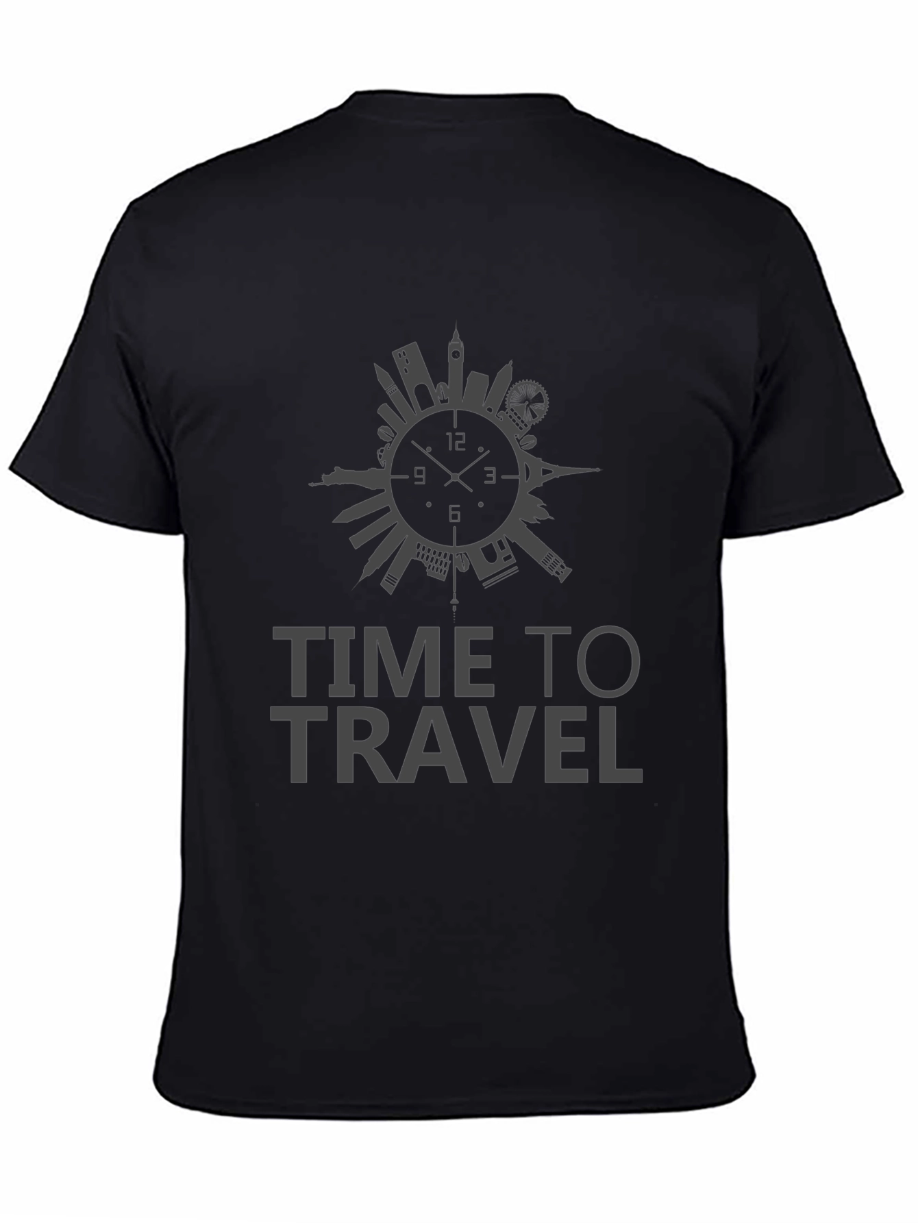 Time To Travel Black Graphic Tee