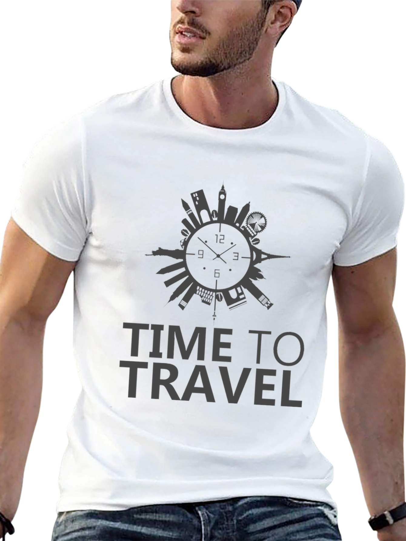 Time To Travel Black Graphic Tee