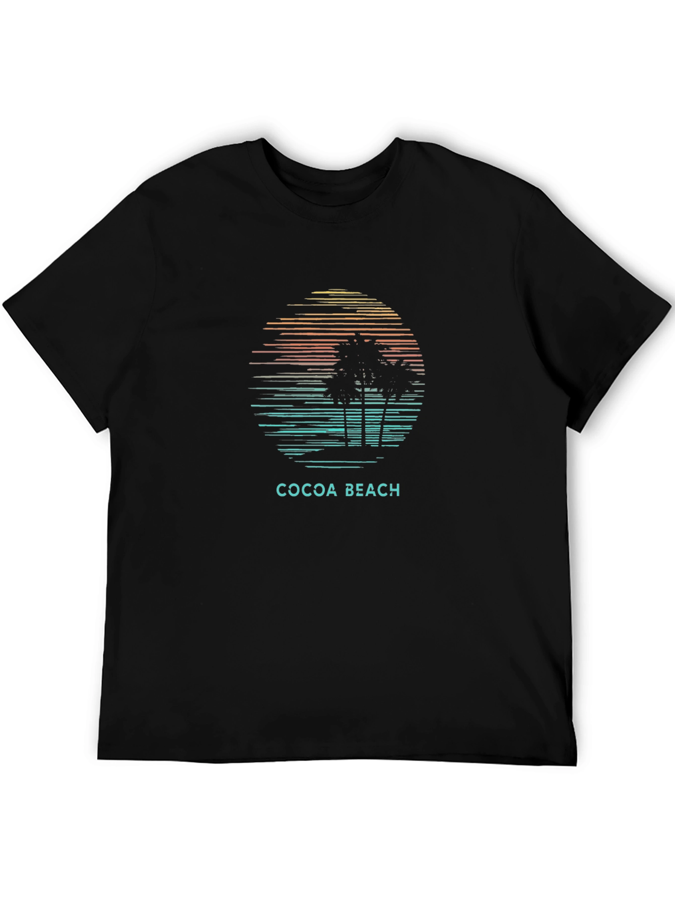 Cocoa Beach Palm Tree Sunset Graphic Tee - Black