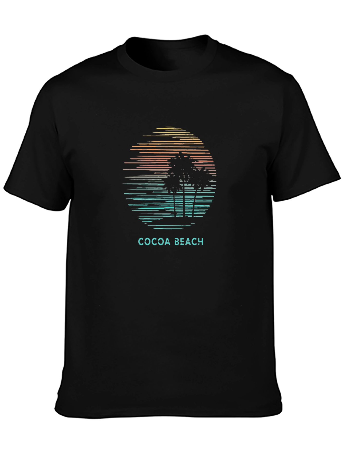 Cocoa Beach Palm Tree Sunset Graphic Tee - Black