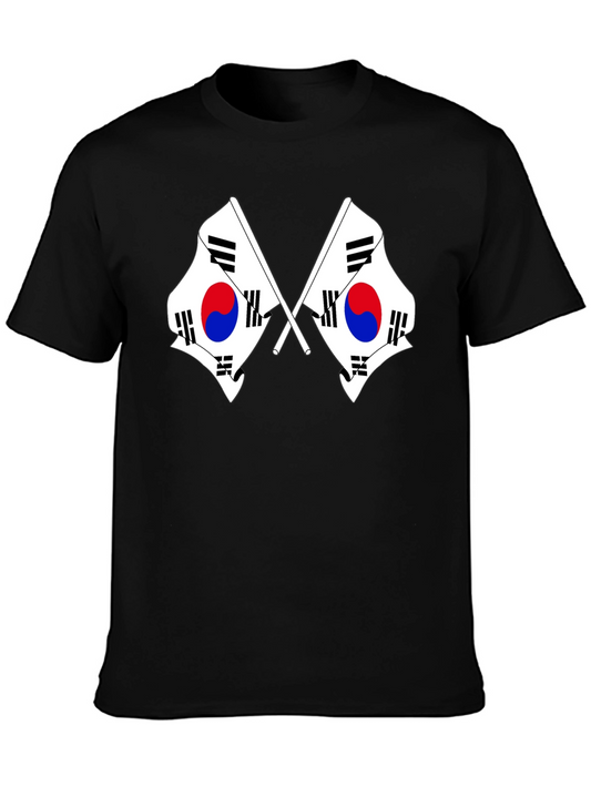 Korean Flag Graphic T-Shirt - Black
