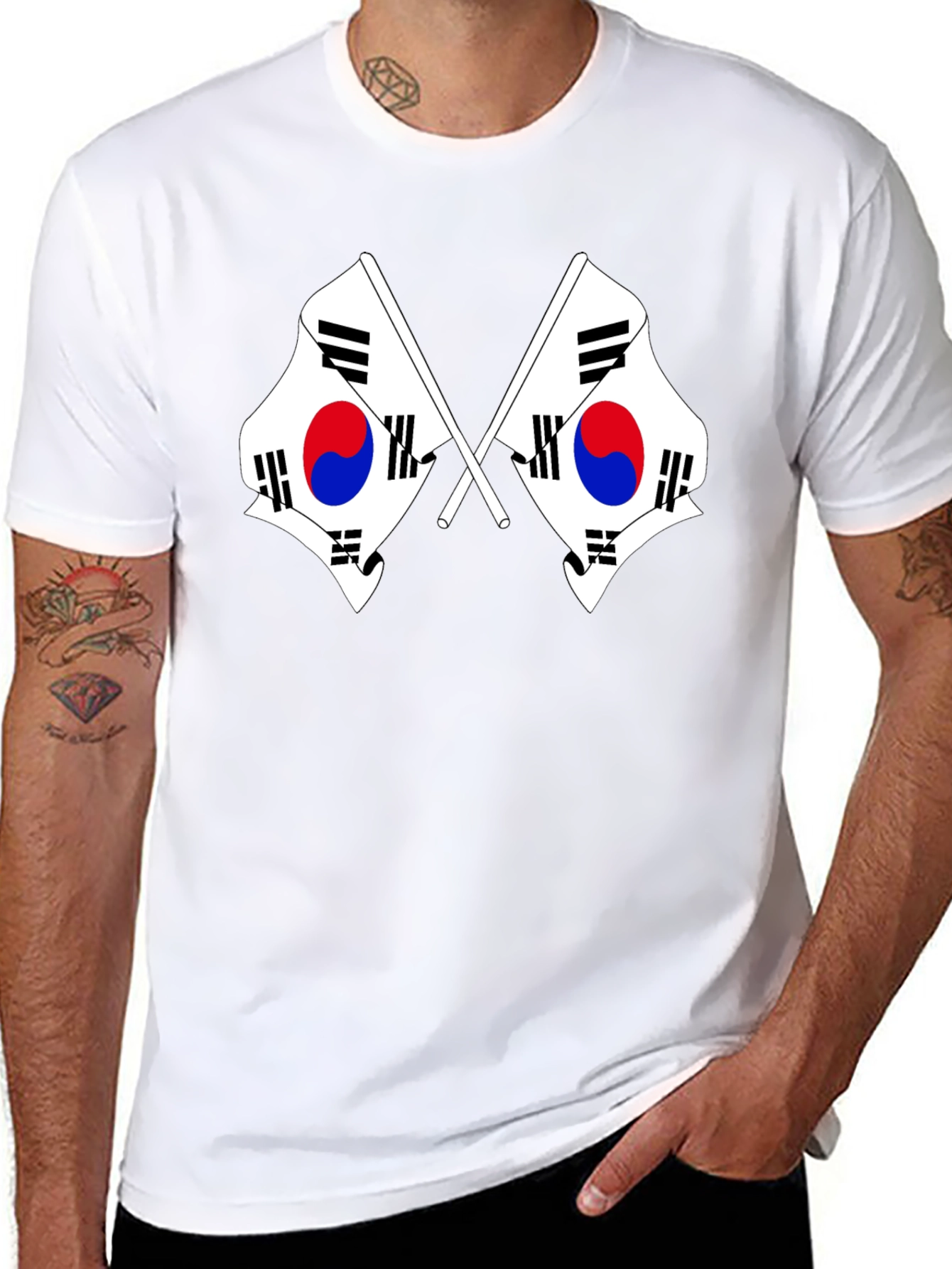 Korean Flag Graphic T-Shirt - Black