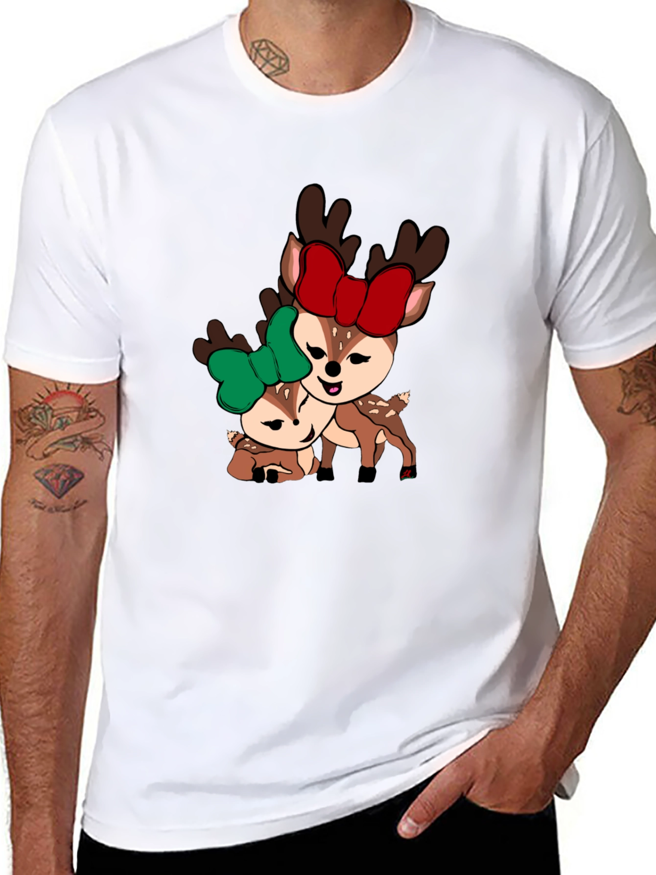 Cute Deer Couple T-Shirt - Holiday Season Apparel