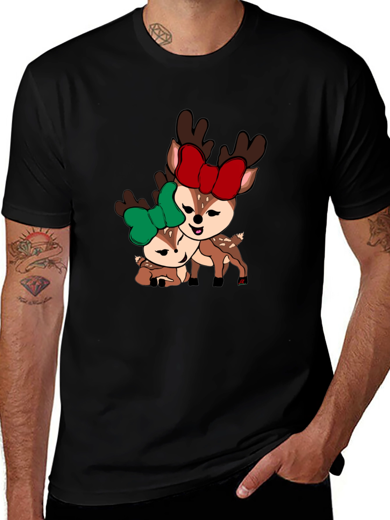 Cute Deer Couple T-Shirt - Holiday Season Apparel