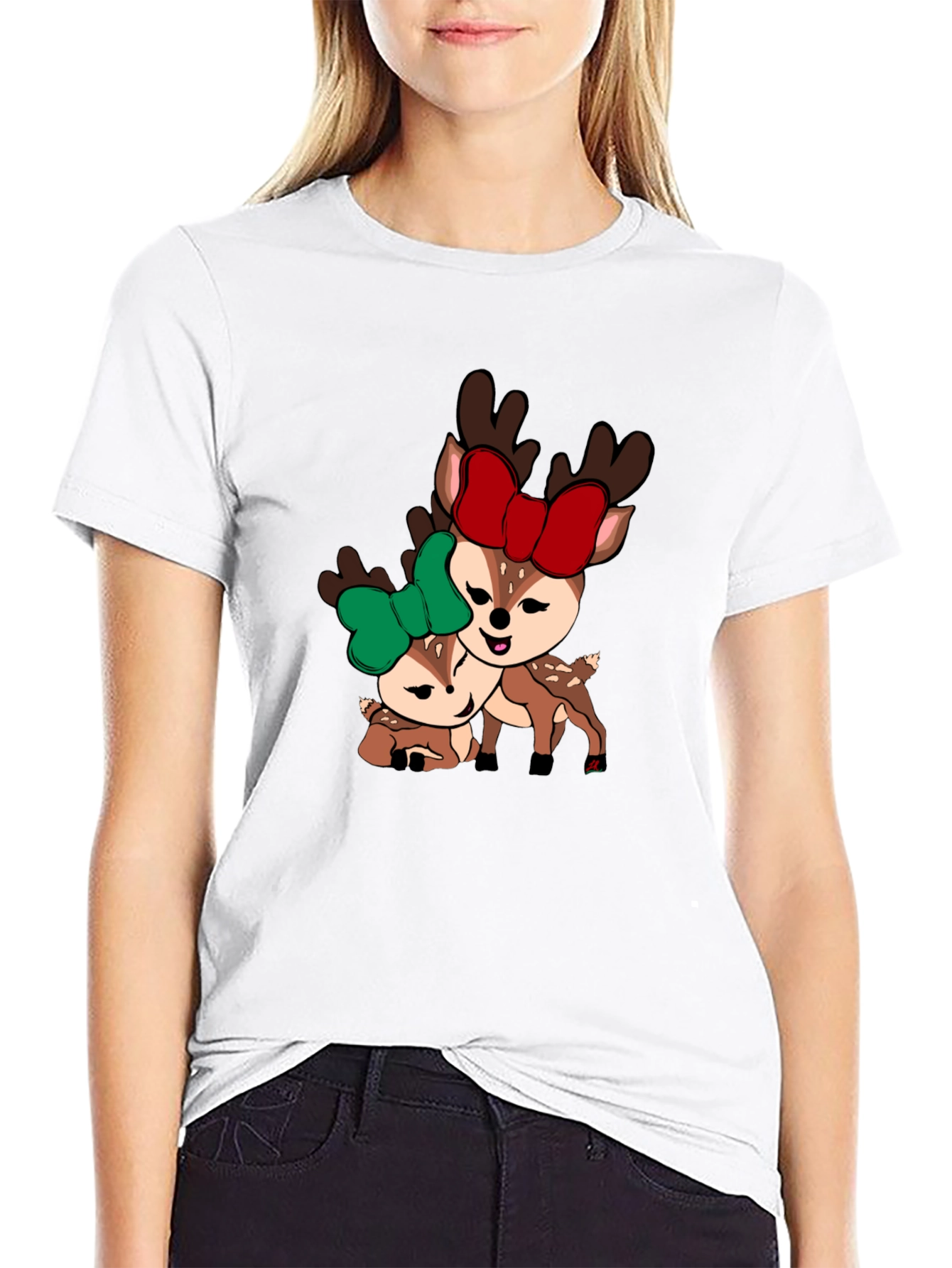Cute Deer Couple T-Shirt - Holiday Season Apparel