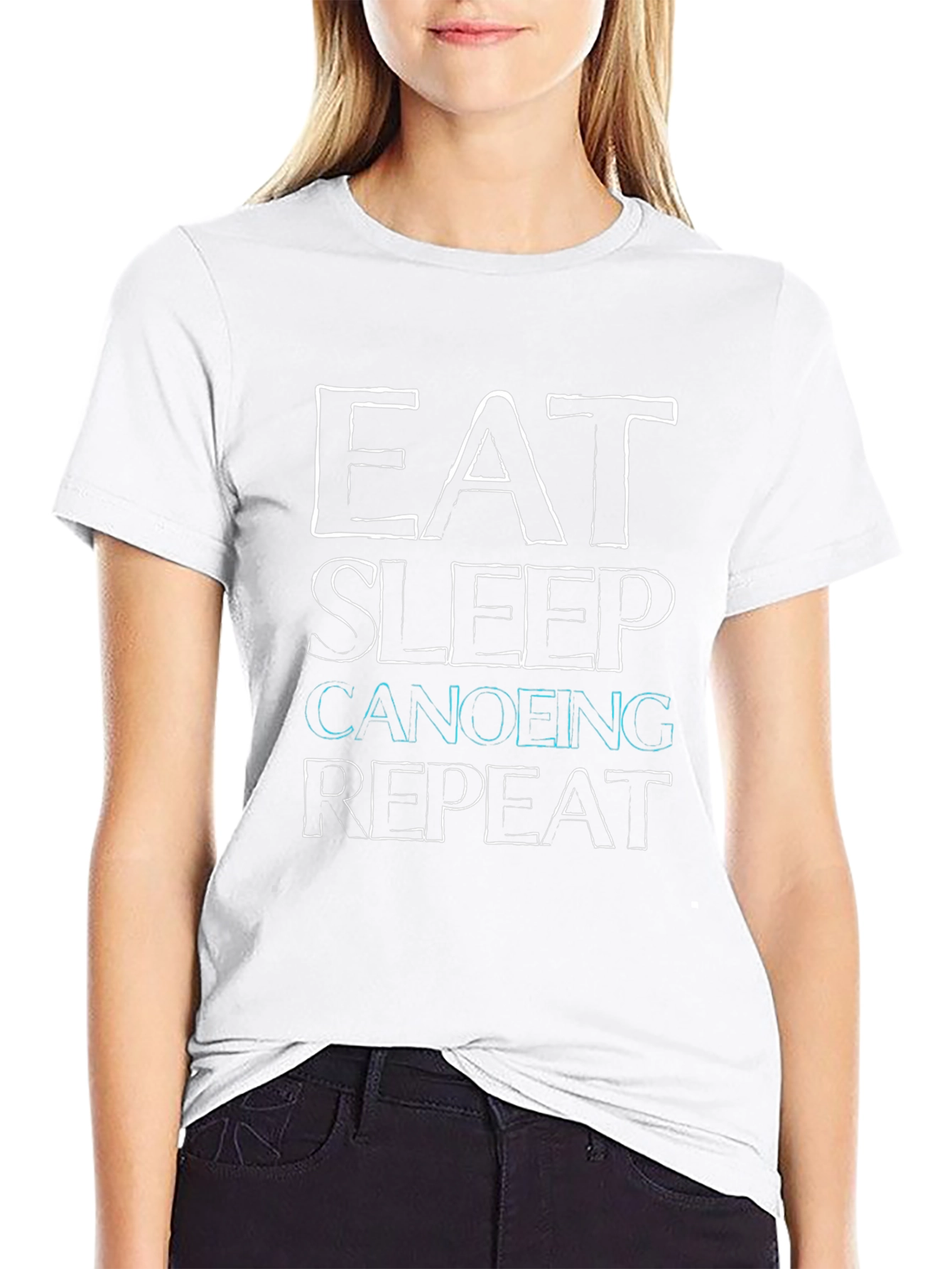 Eat Sleep Canoeing Repeat Black T-Shirt
