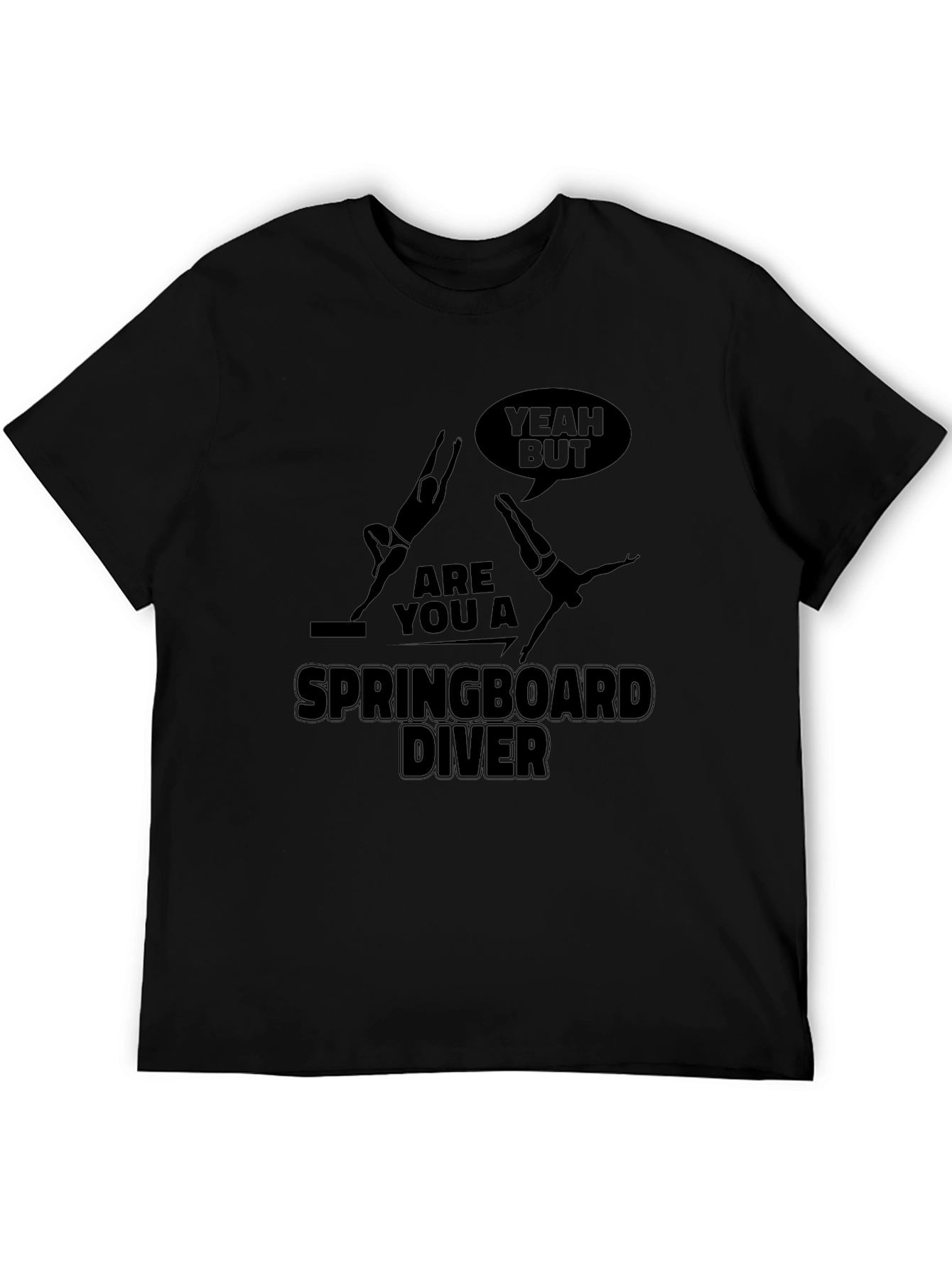 Springboard Diver Graphic Tee - Black Cotton T-Shirt