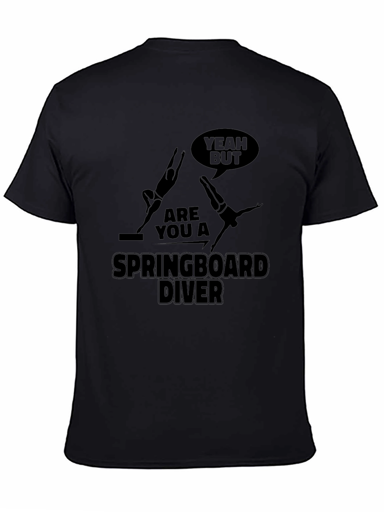 Springboard Diver Graphic Tee - Black Cotton T-Shirt