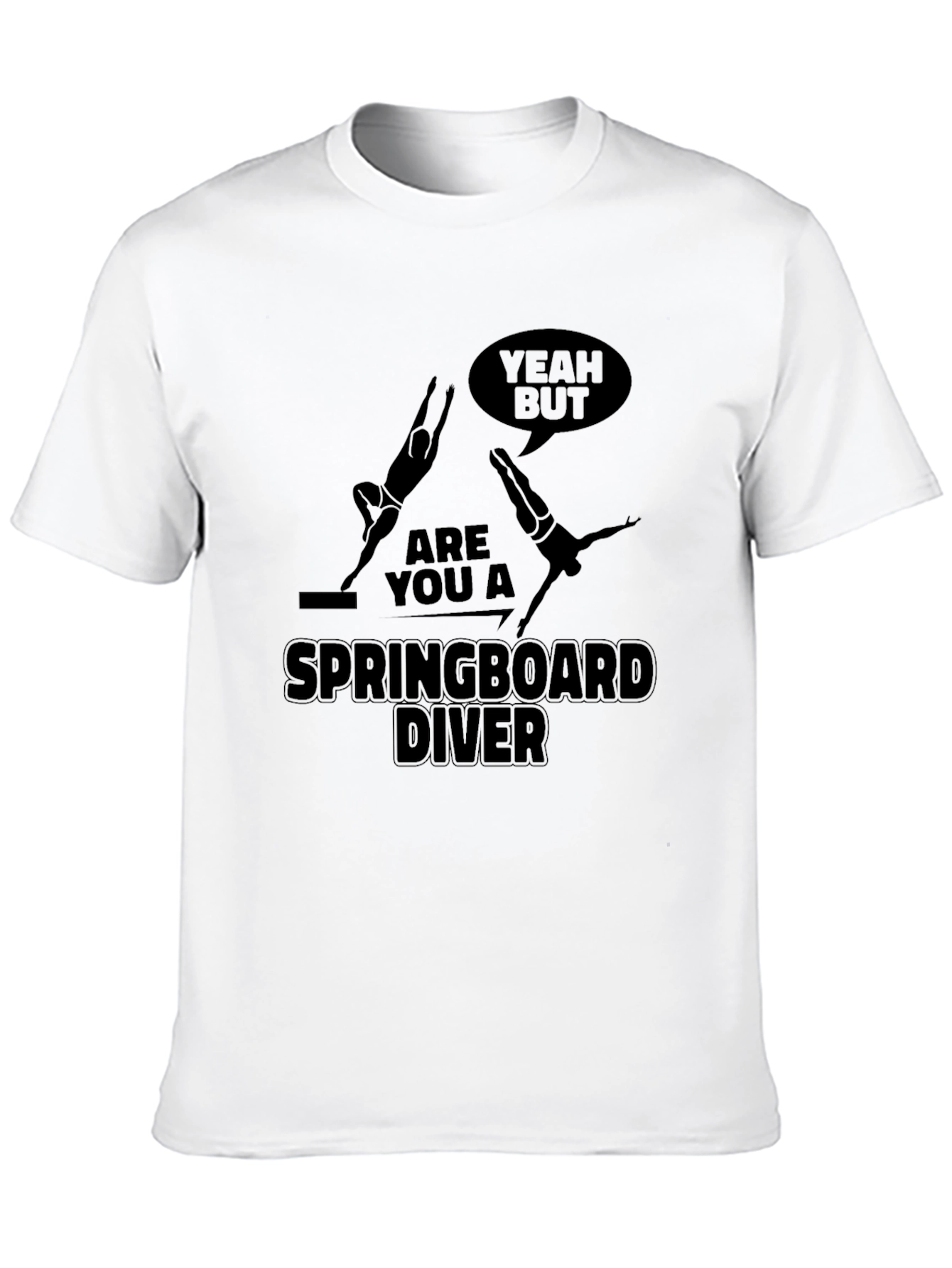 Springboard Diver Graphic Tee - Black Cotton T-Shirt