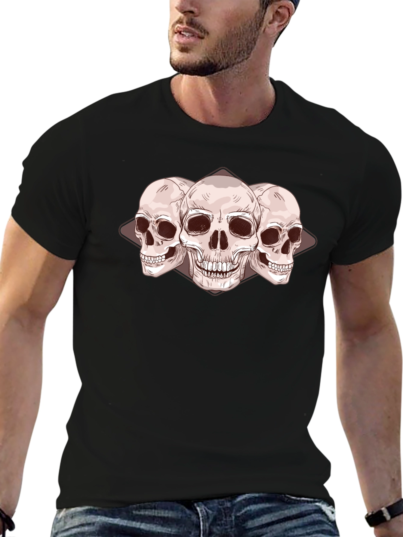 Skull Trio Graphic Tee - Dark Fashion