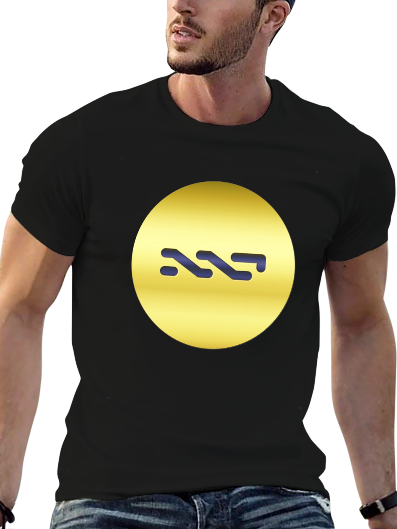 Stylish Black Tee with Abstract Circle Graphic
