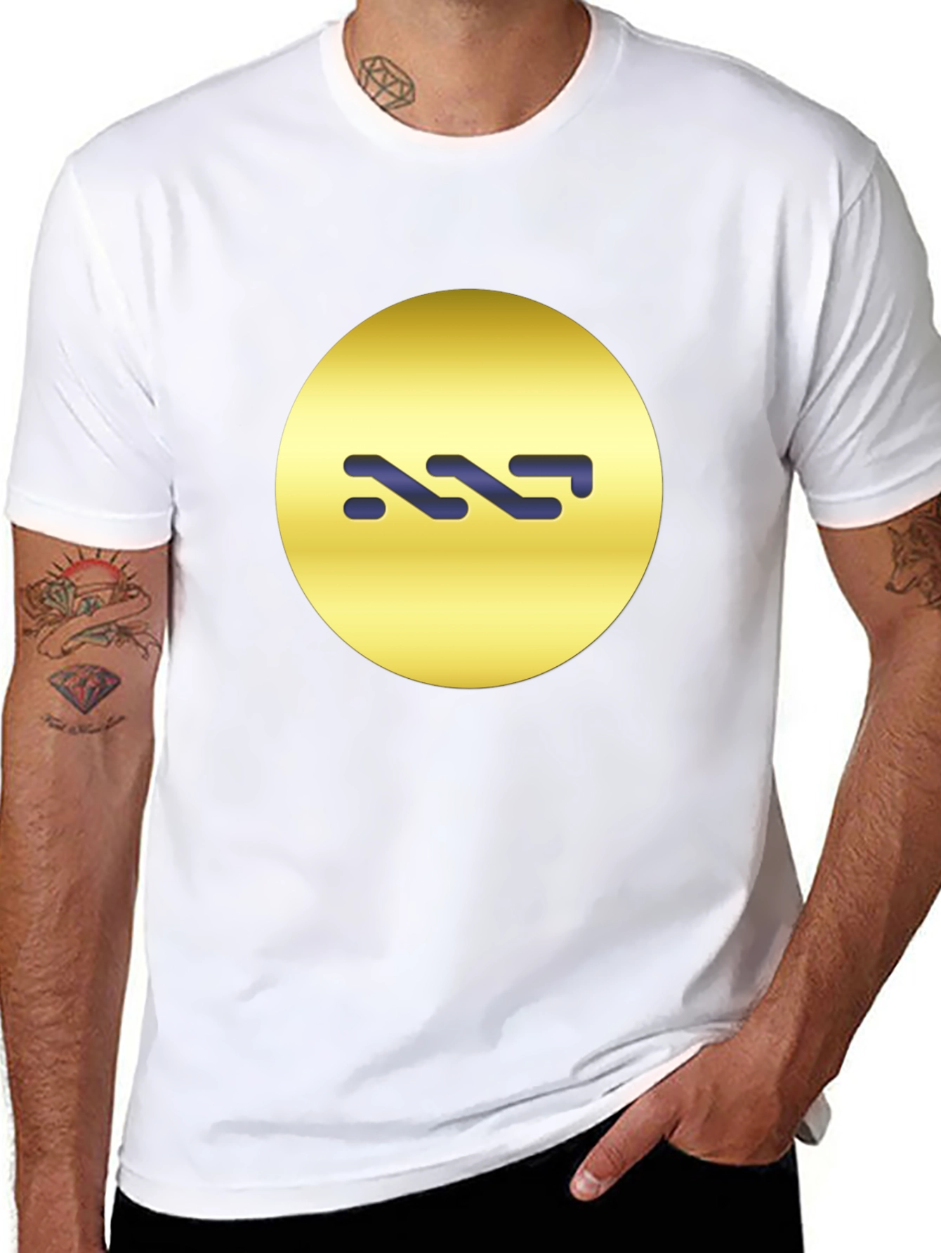 Stylish Black Tee with Abstract Circle Graphic