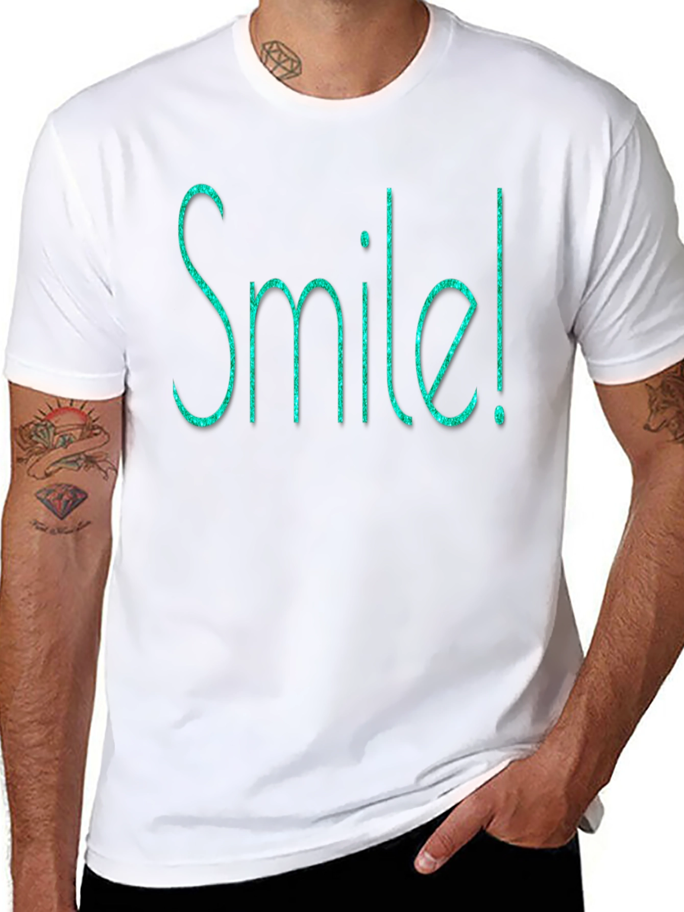 Smile Graphic Tee - Mens Crew Neck Soft Cotton