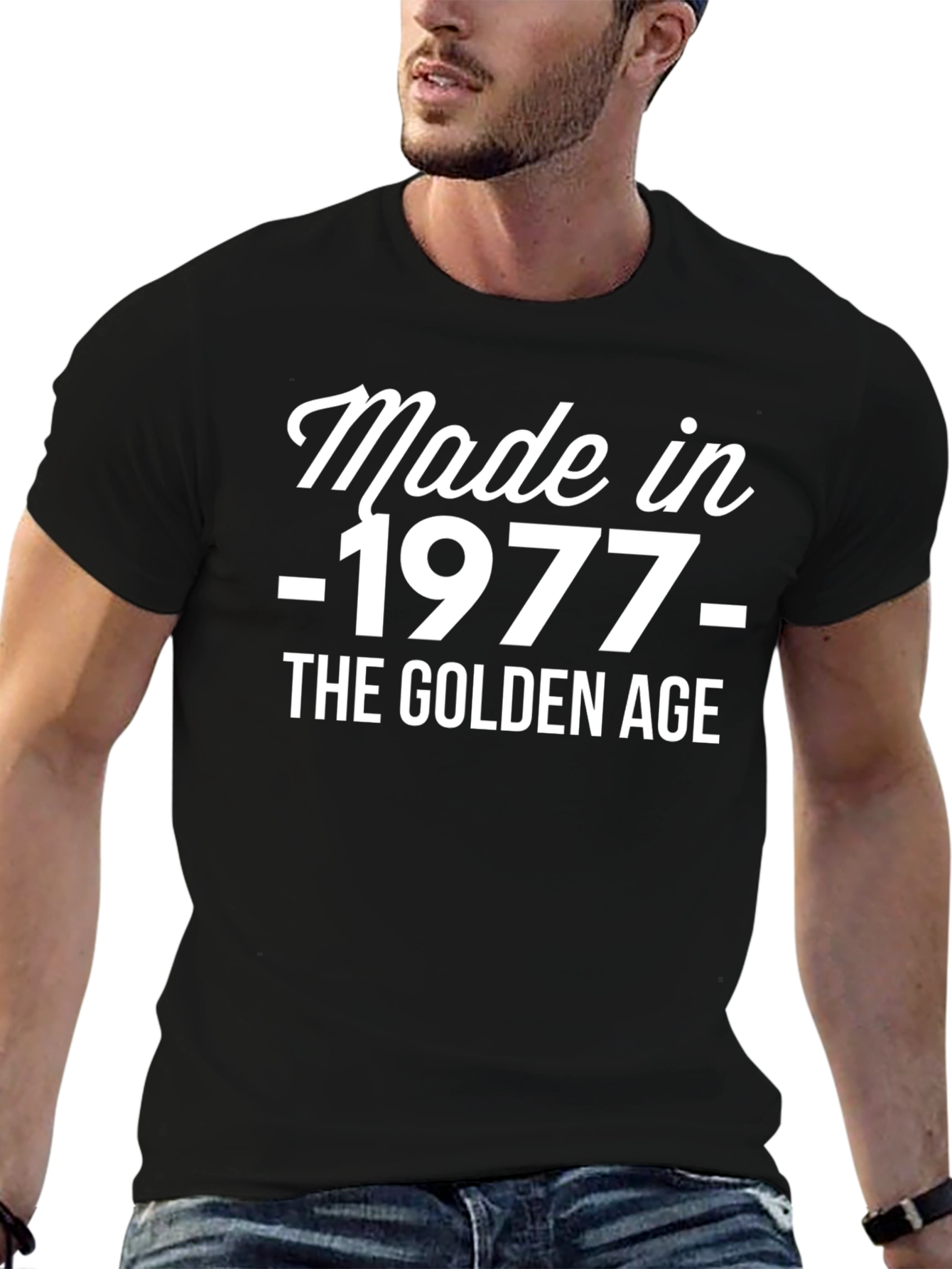 Made in 1977 Golden Age Black T-Shirt