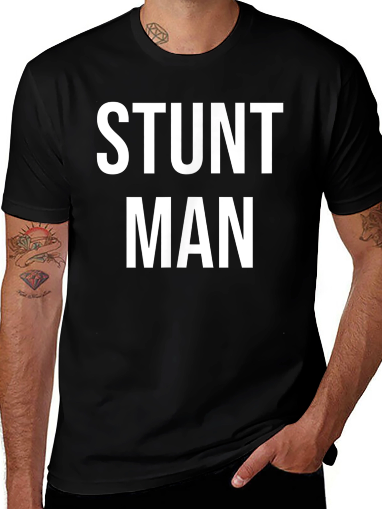 Stunt Man Graphic Tee - Black Cotton T-Shirt