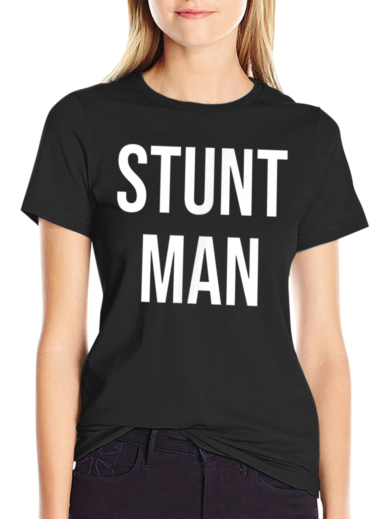 Stunt Man Graphic Tee - Black Cotton T-Shirt