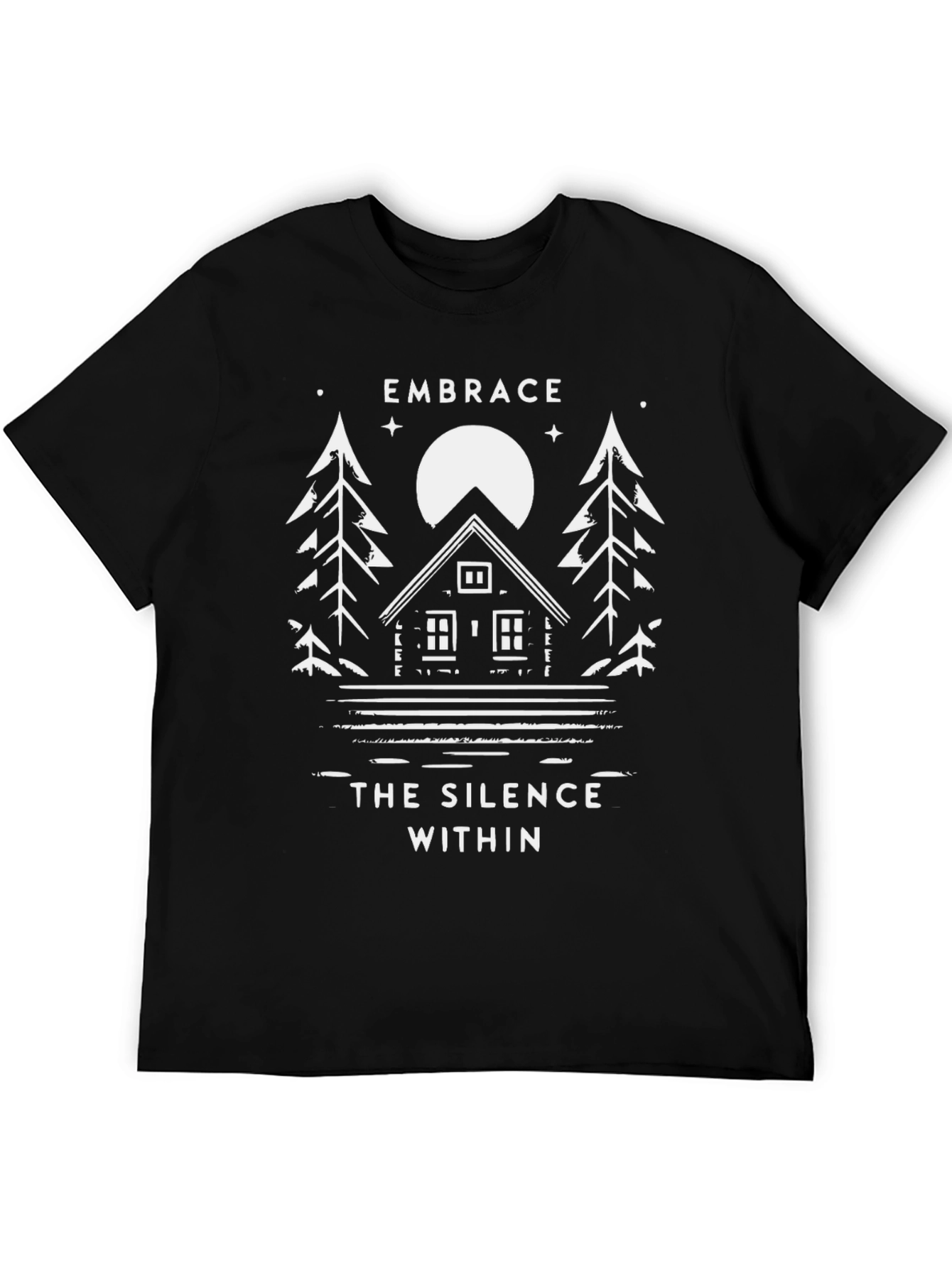 Embrace Silence Tee - Nature Inspired Black Shirt