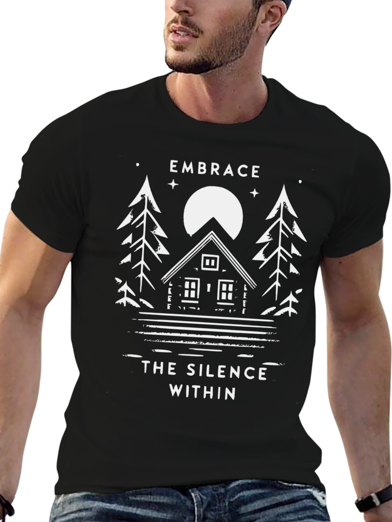 Embrace Silence Tee - Nature Inspired Black Shirt