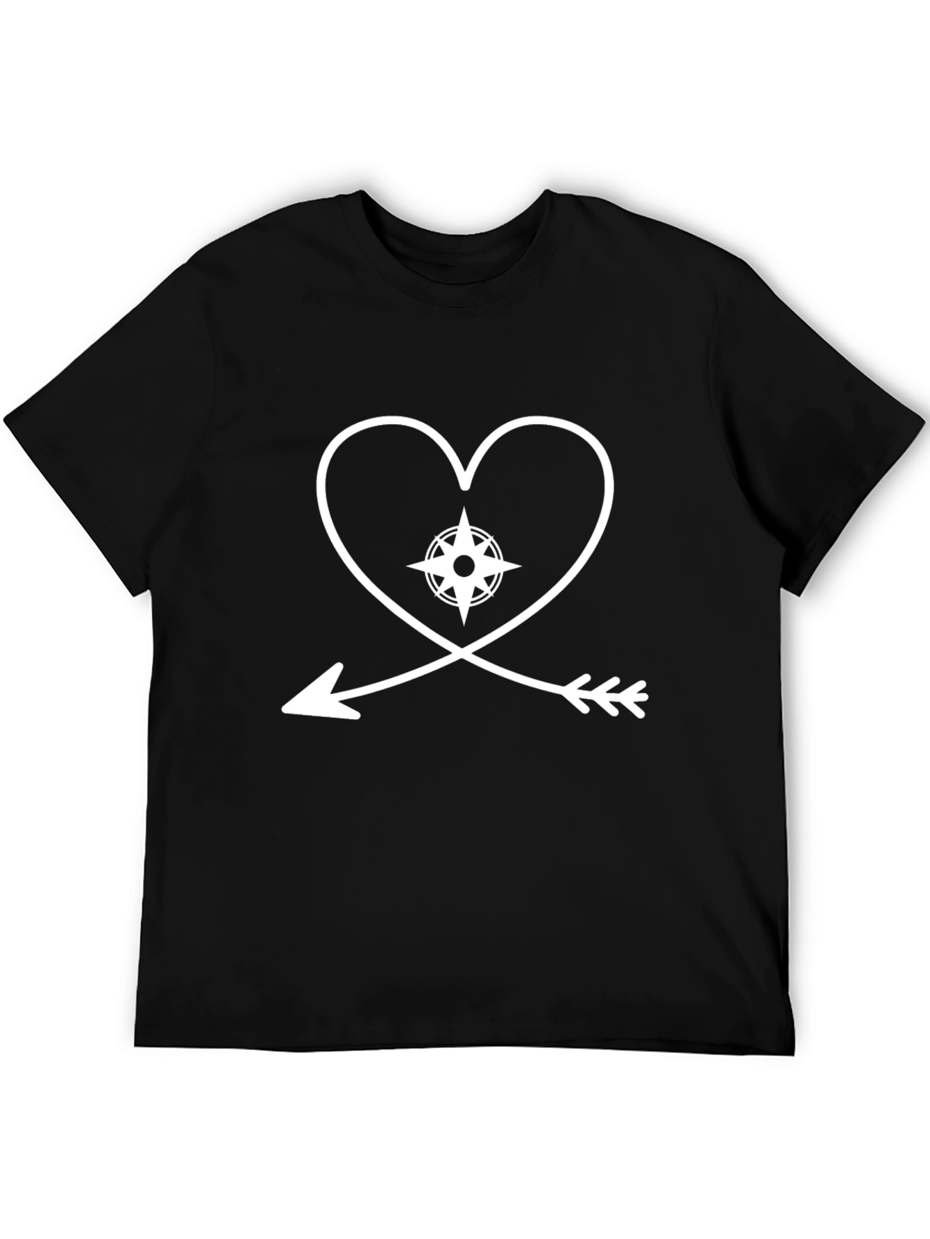 Heart Compass Arrow Black T-Shirt