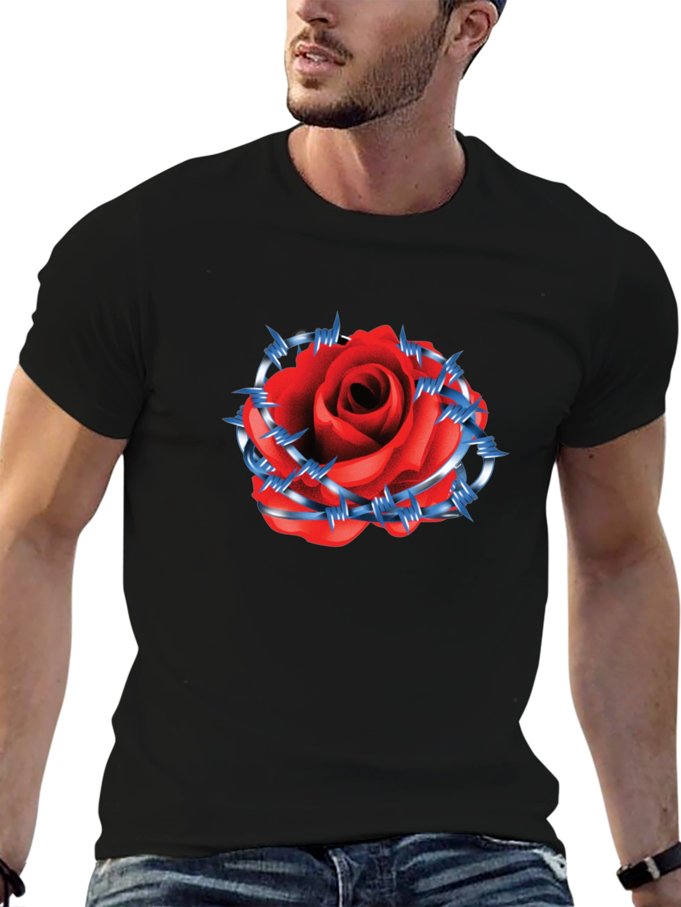 Rose & Barbed Wire Graphic Tee
