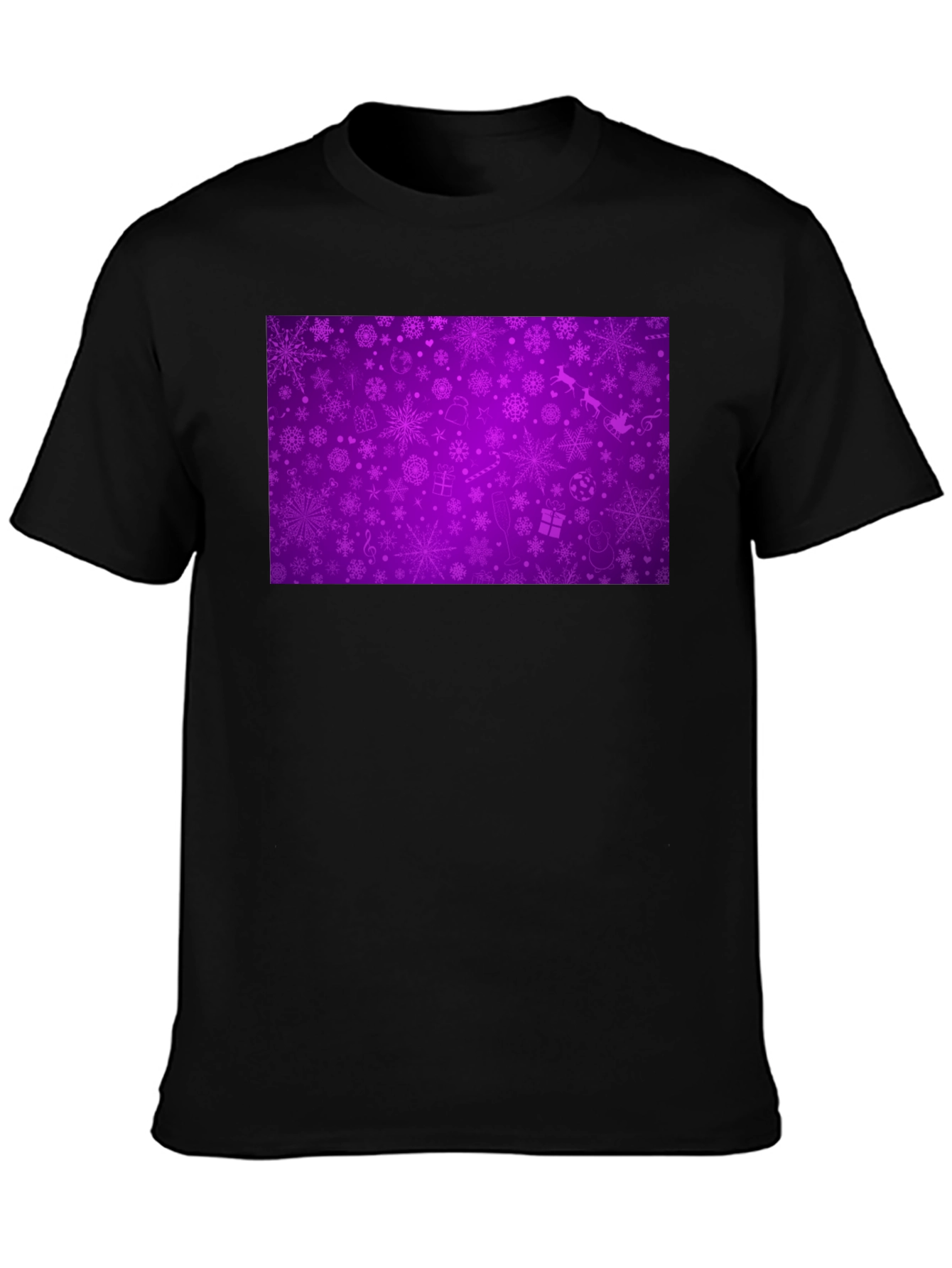 Festive Purple Snowflake Pattern T-Shirt