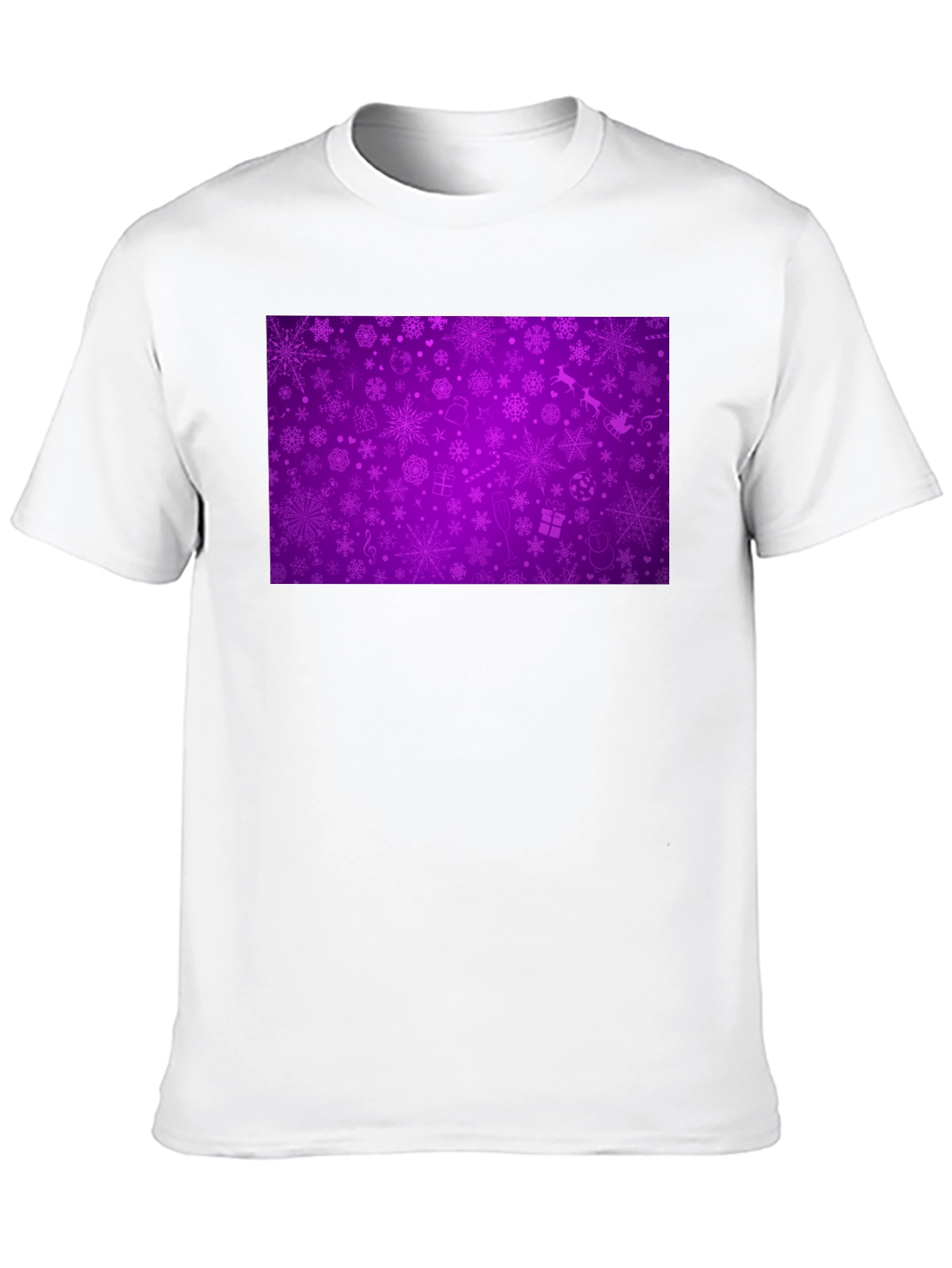 Festive Purple Snowflake Pattern T-Shirt