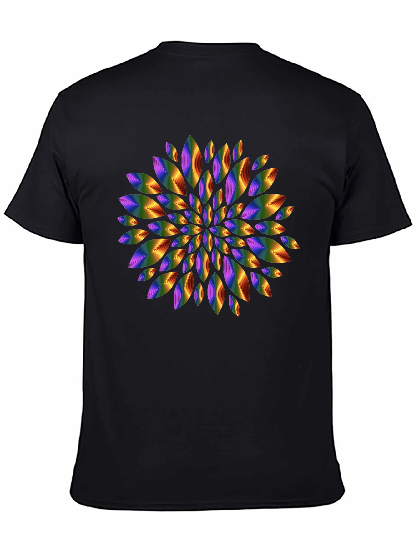 Rainbow Floral Graphic Black T-Shirt