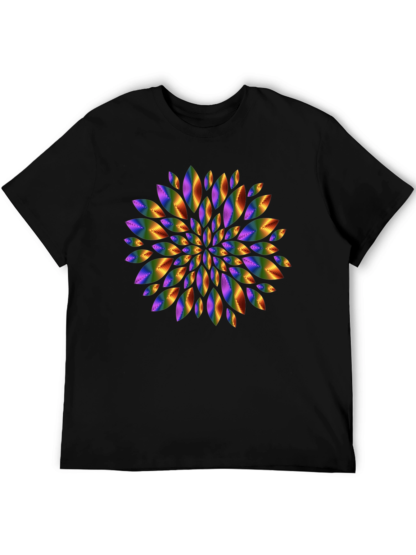 Rainbow Floral Graphic Black T-Shirt