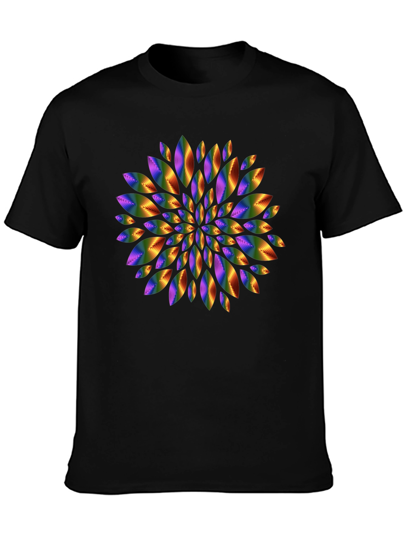 Rainbow Floral Graphic Black T-Shirt