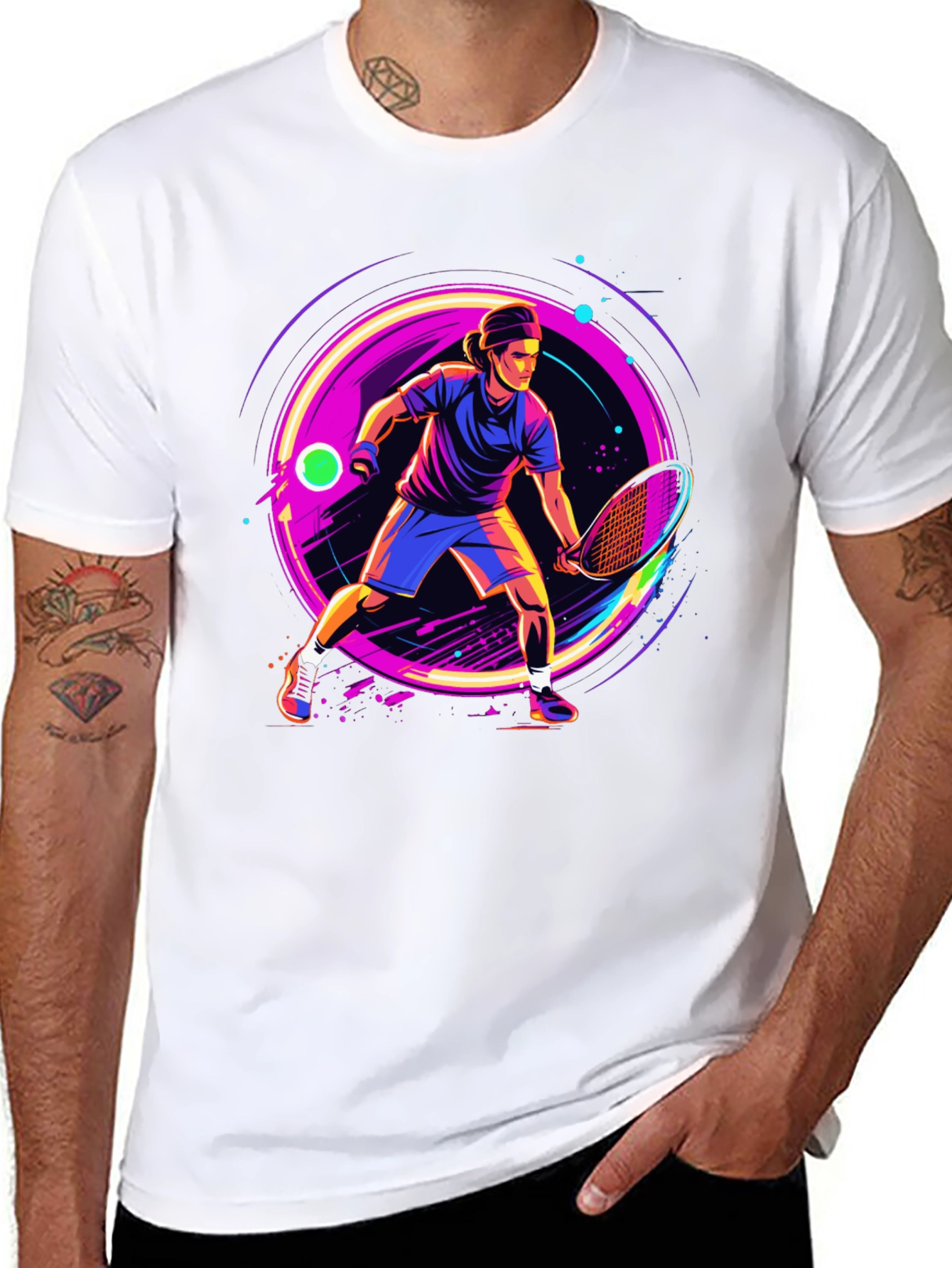 Retro Tennis Player Graphic T-Shirt