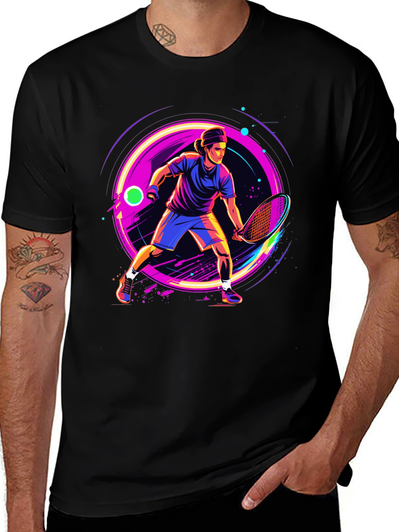 Retro Tennis Player Graphic T-Shirt