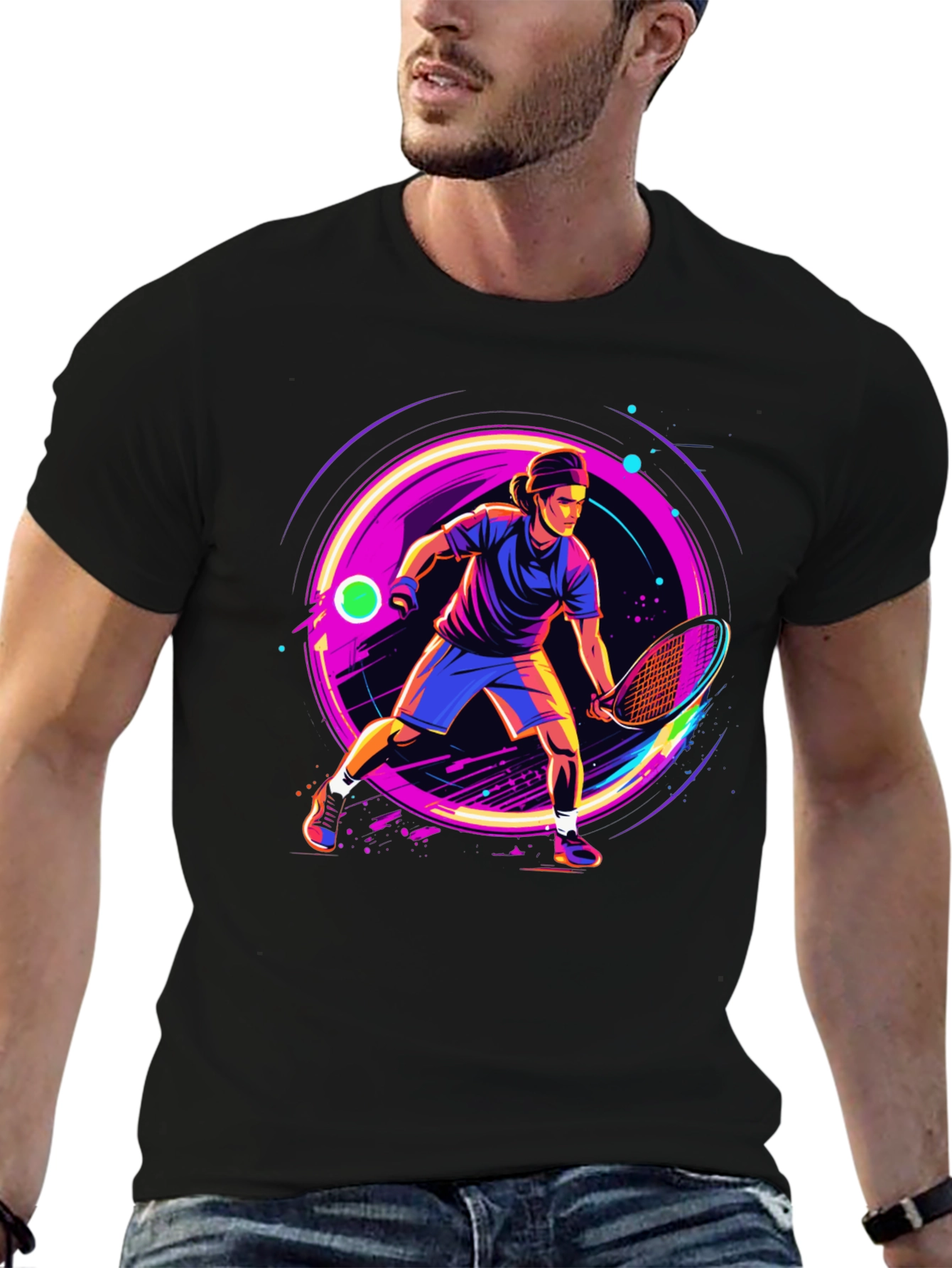 Retro Tennis Player Graphic T-Shirt