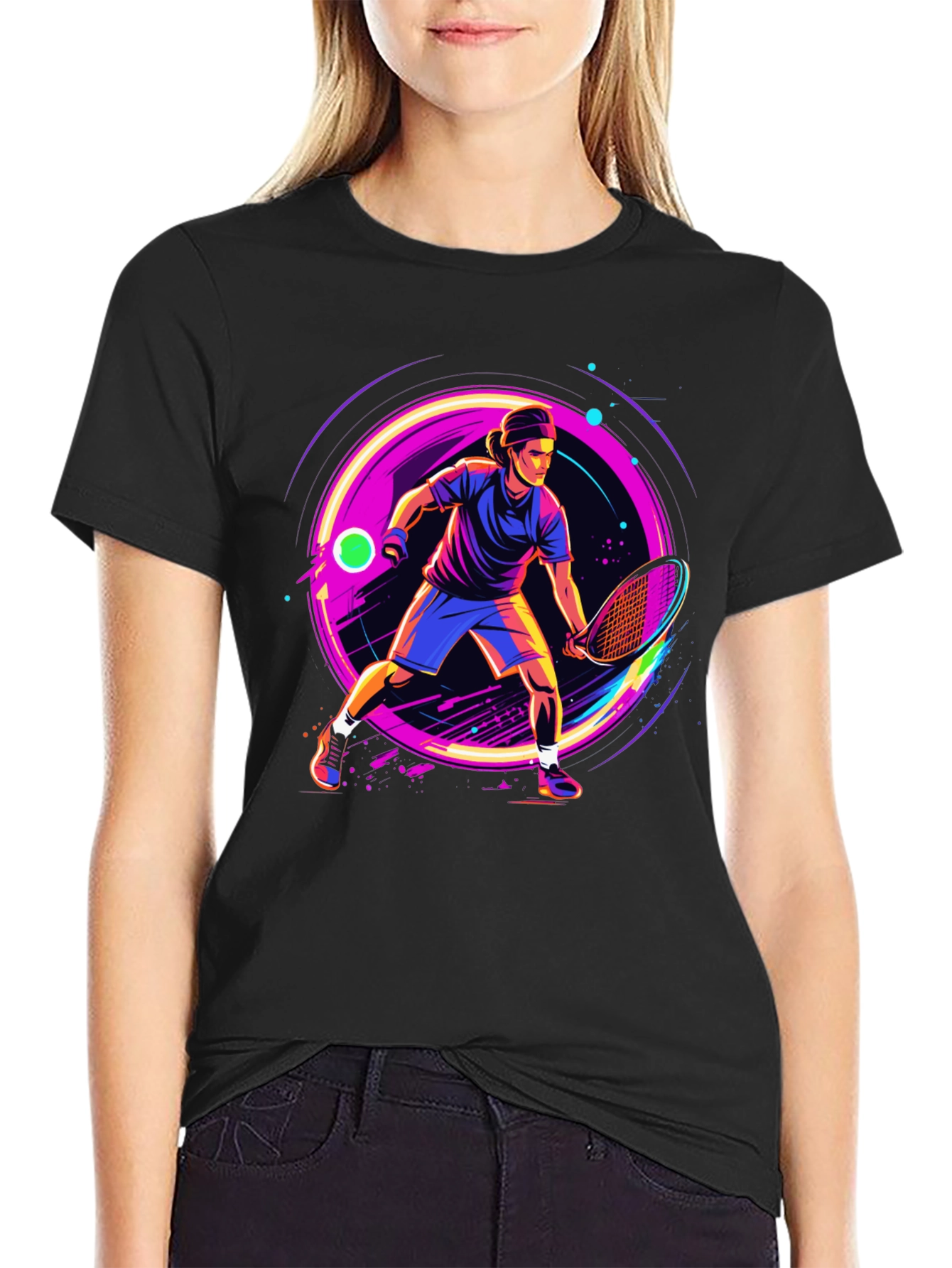 Retro Tennis Player Graphic T-Shirt