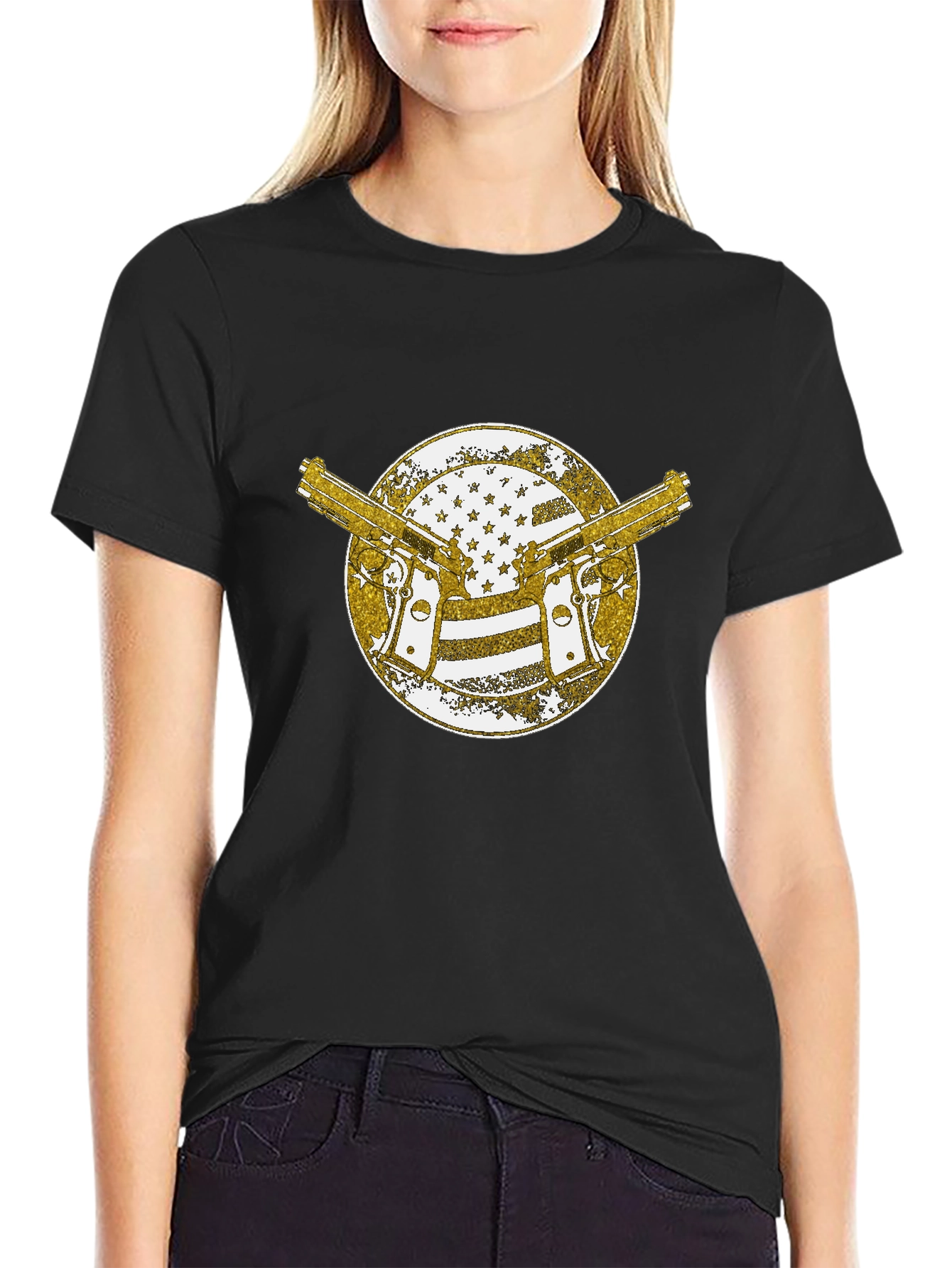 Guns & American Flag Graphic T-Shirt