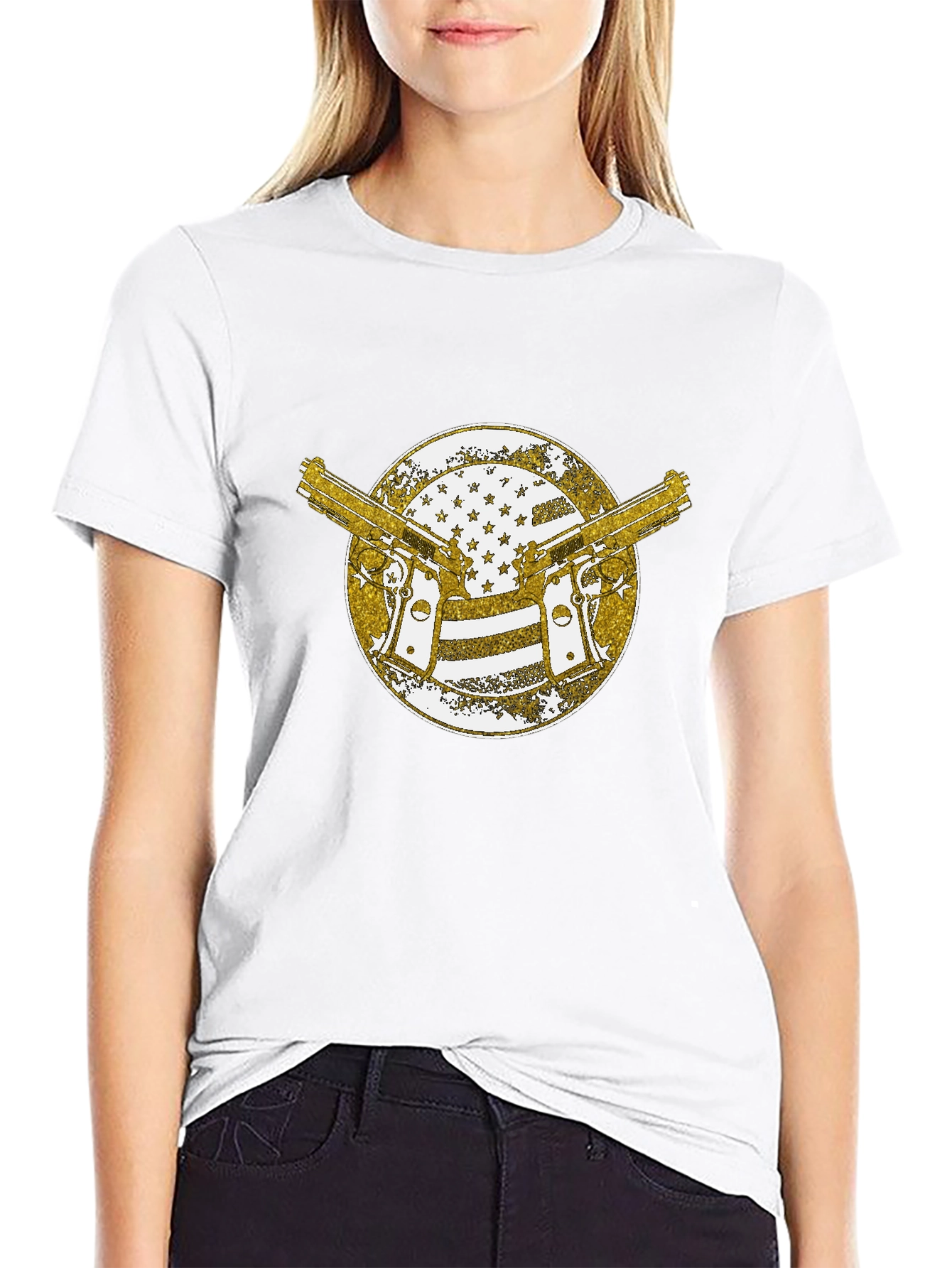 Guns & American Flag Graphic T-Shirt