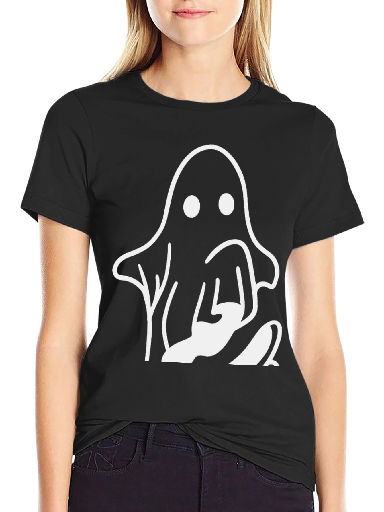 Ghost Graphic Print Black T-Shirt