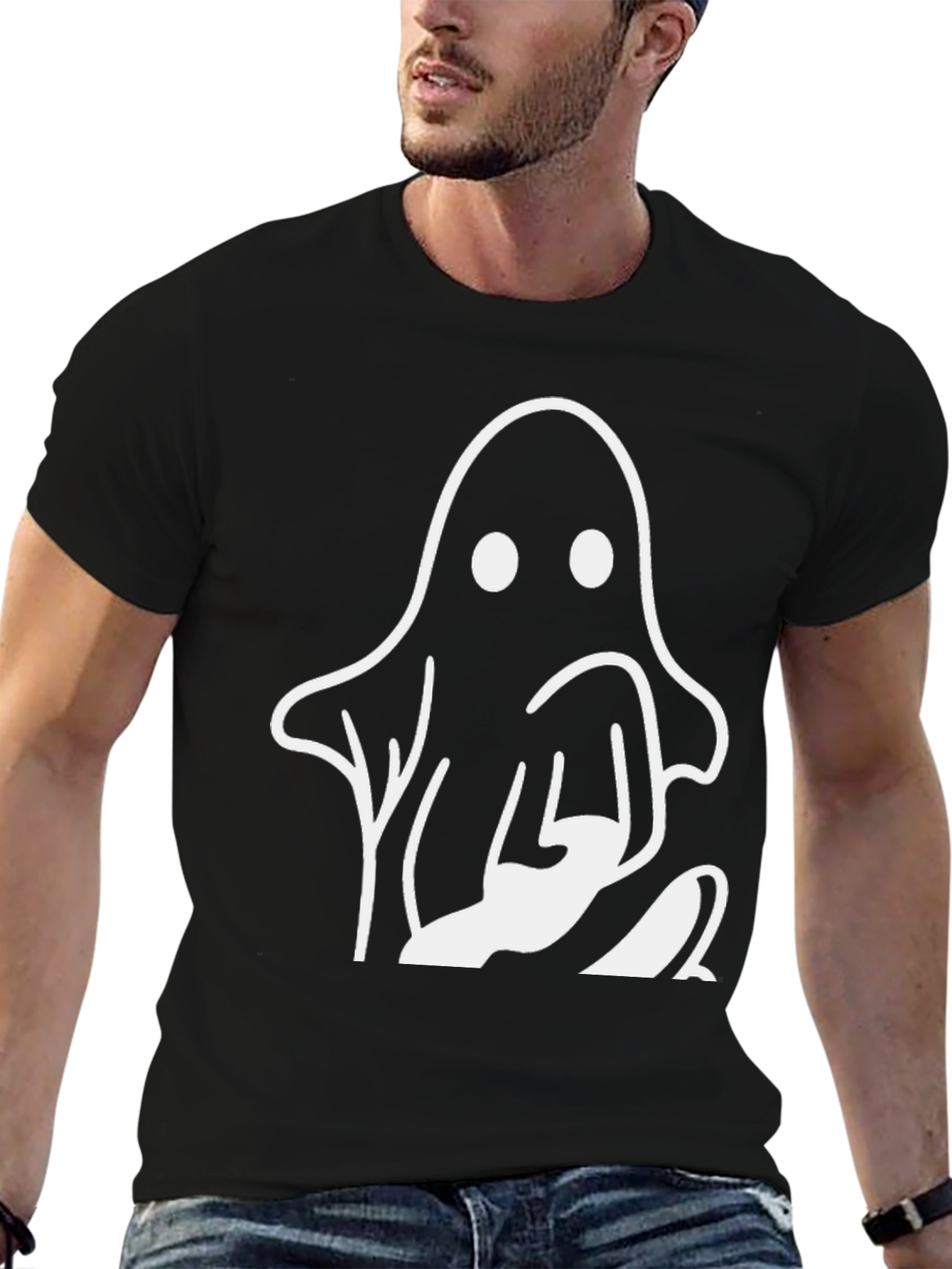 Ghost Graphic Print Black T-Shirt