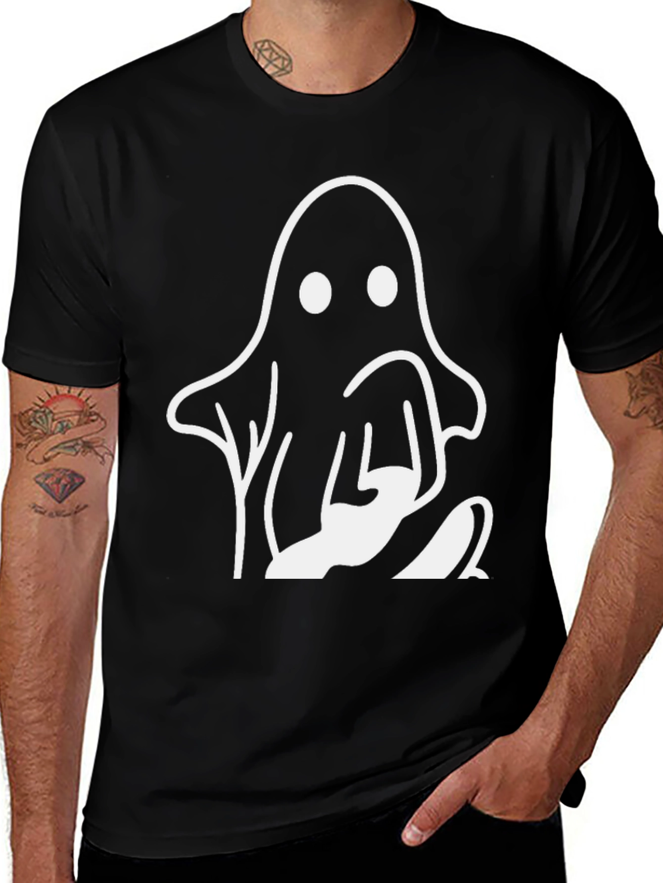 Ghost Graphic Print Black T-Shirt