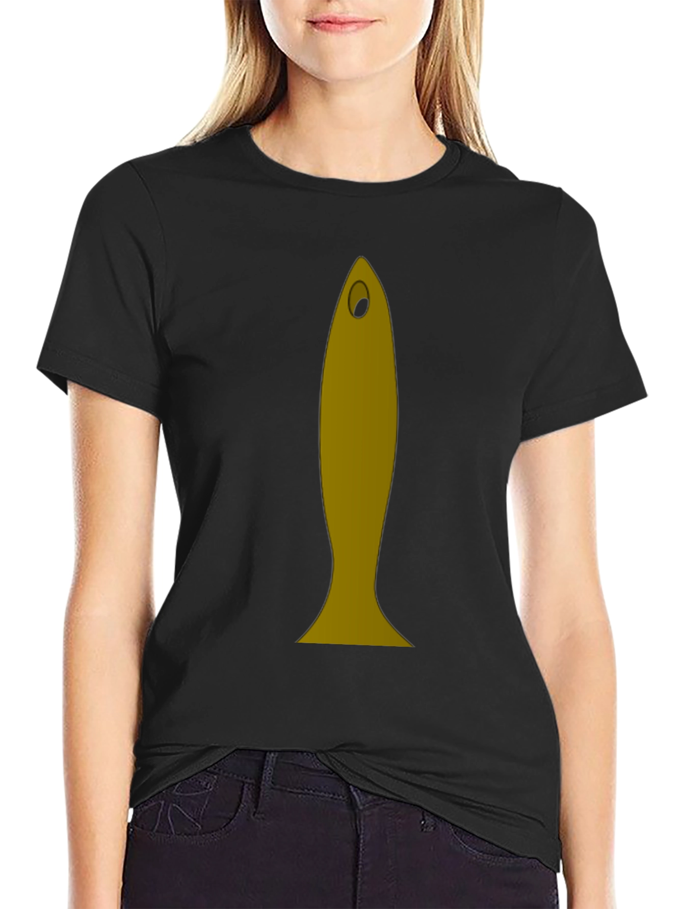 Funny Fish Graphic Tee - Black Cotton T-Shirt