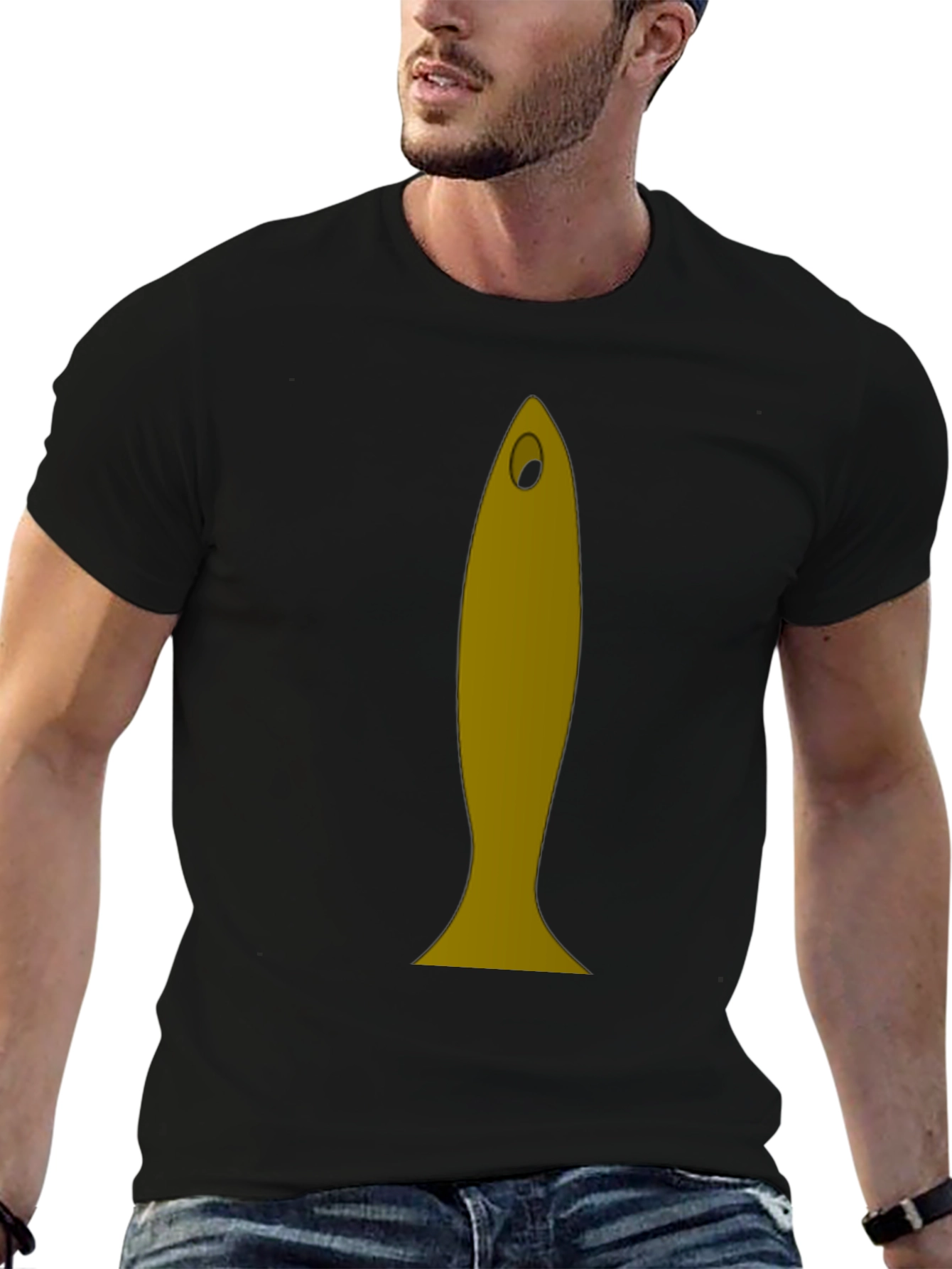 Funny Fish Graphic Tee - Black Cotton T-Shirt